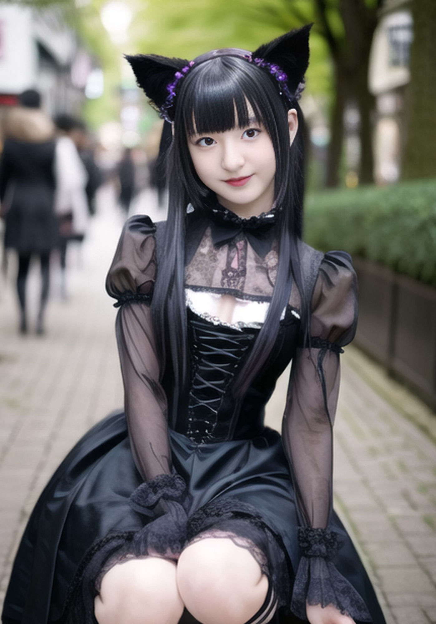 サンプル画像1:AI 日本モード 画像シリーズ 原宿 ゴスロリファッション 編(魅惑の冒険者) [d_329158]