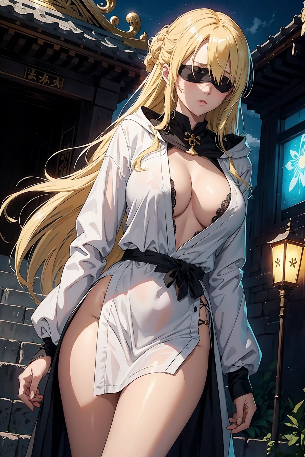 サンプル画像1:巨乳目隠し美女【妄想イラスト美女図鑑vol.41】(AIイラスト美女研究所) [d_329600]