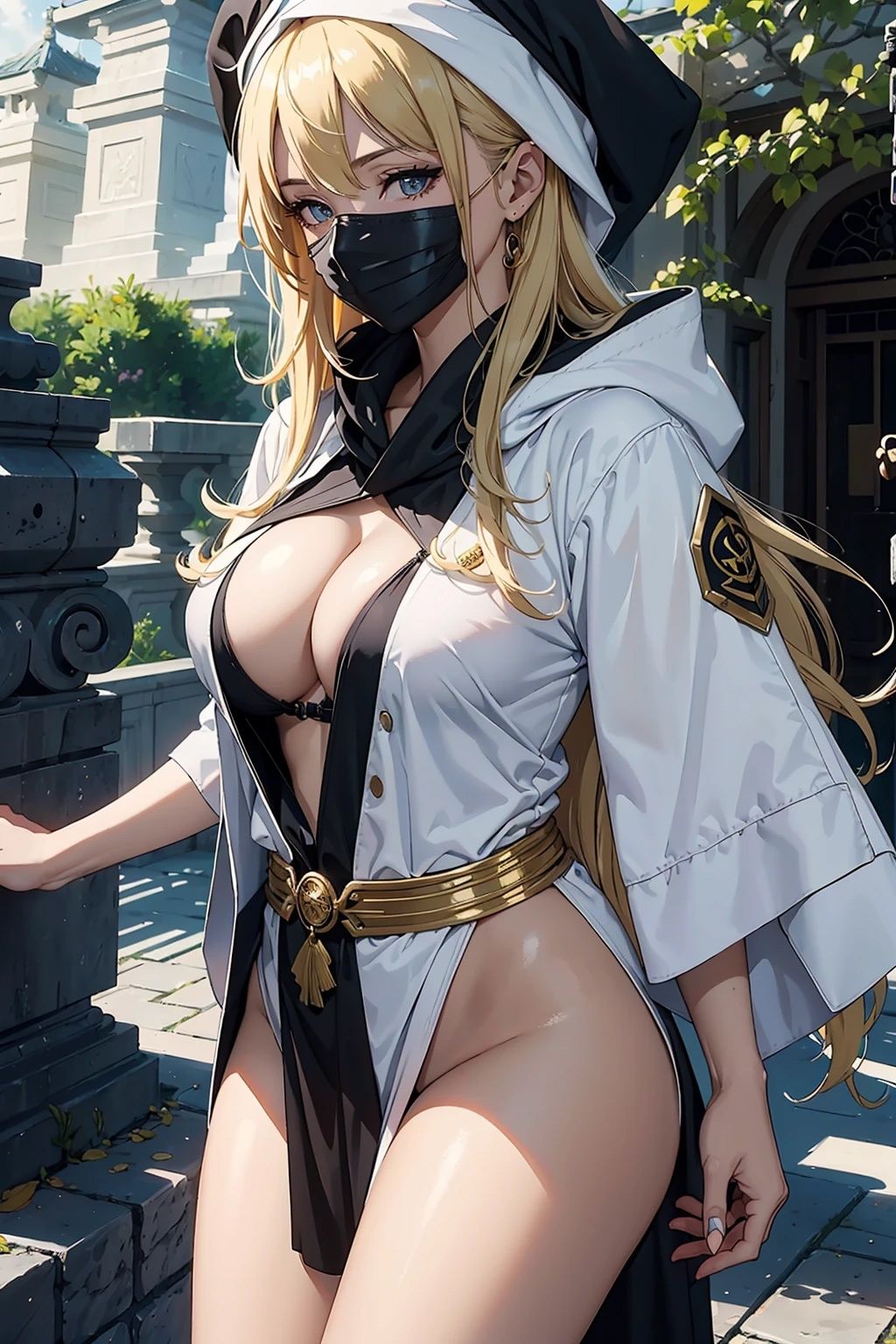 サンプル画像2:巨乳目隠し美女【妄想イラスト美女図鑑vol.41】(AIイラスト美女研究所) [d_329600]