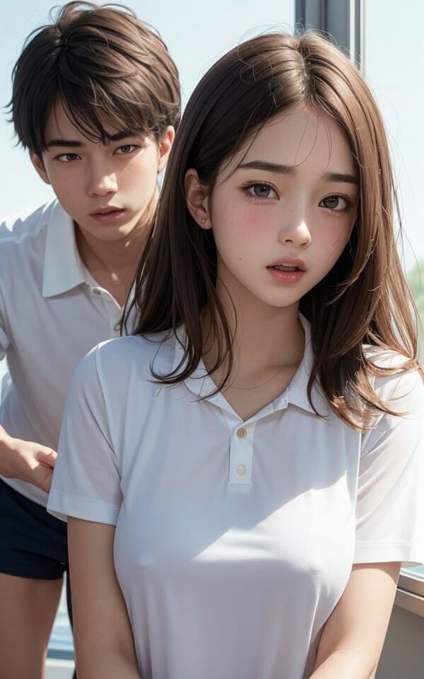 サンプル画像3:処女JKが彼氏と初H！学校内での背徳着衣セックス画像を作ってみた！(オンナだけが生きがい) [d_329612]