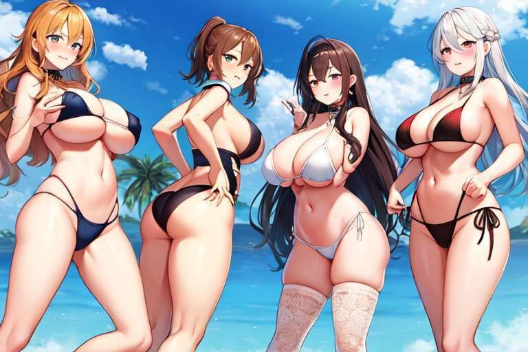 サンプル画像4:【微エロ】首輪をつけられ奴●化ハーレム！（ビキニ・メイド・ボンデージなど）【CG232枚＋うごイラ5枚】(満点星) [d_330762]