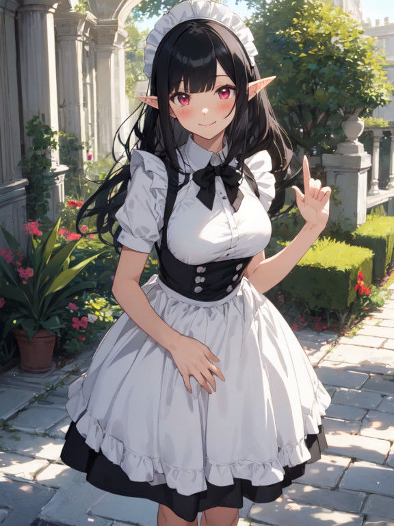 サンプル画像2:黒髪エルフのメイドさんとイチャラブ(Studio.UKY) [d_330869]