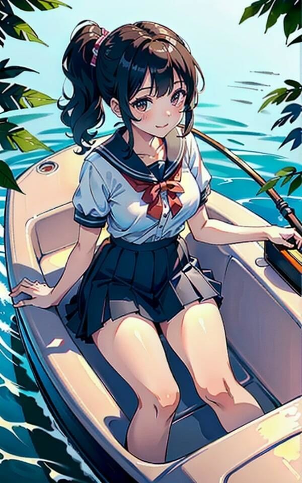 サンプル画像1:修学旅行中に憧れのヤリまん女子と二人きりのボートで大興奮！(今だけ特価セールLABO) [d_330902]