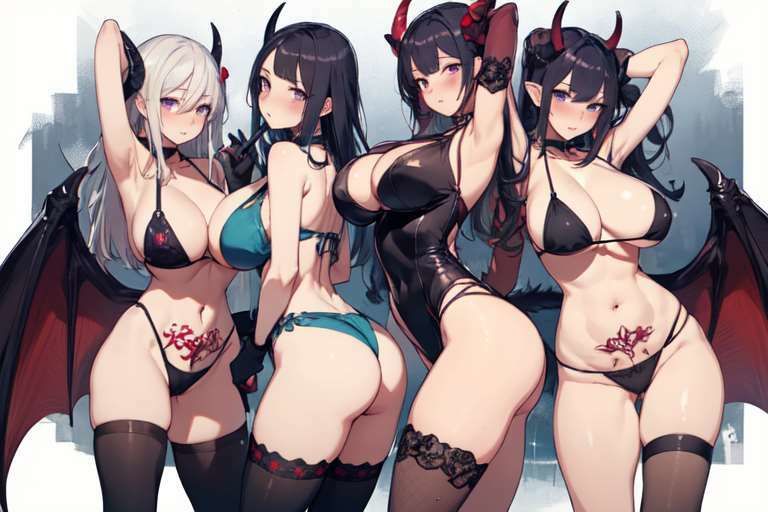 サンプル画像3:【微エロ】淫紋サキュバスハーレム（総枚数157枚）(満点星) [d_331091]