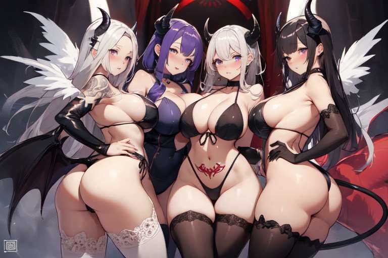 サンプル画像5:【微エロ】淫紋サキュバスハーレム（総枚数157枚）(満点星) [d_331091]