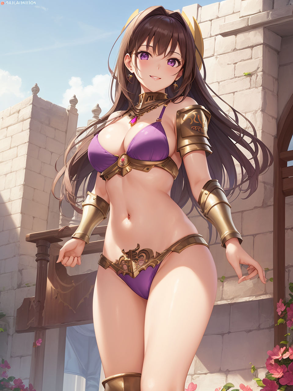 サンプル画像3:ビキニアーマーをまとった美少女〜AIイラスト集〜(くりきんとん) [d_331544]