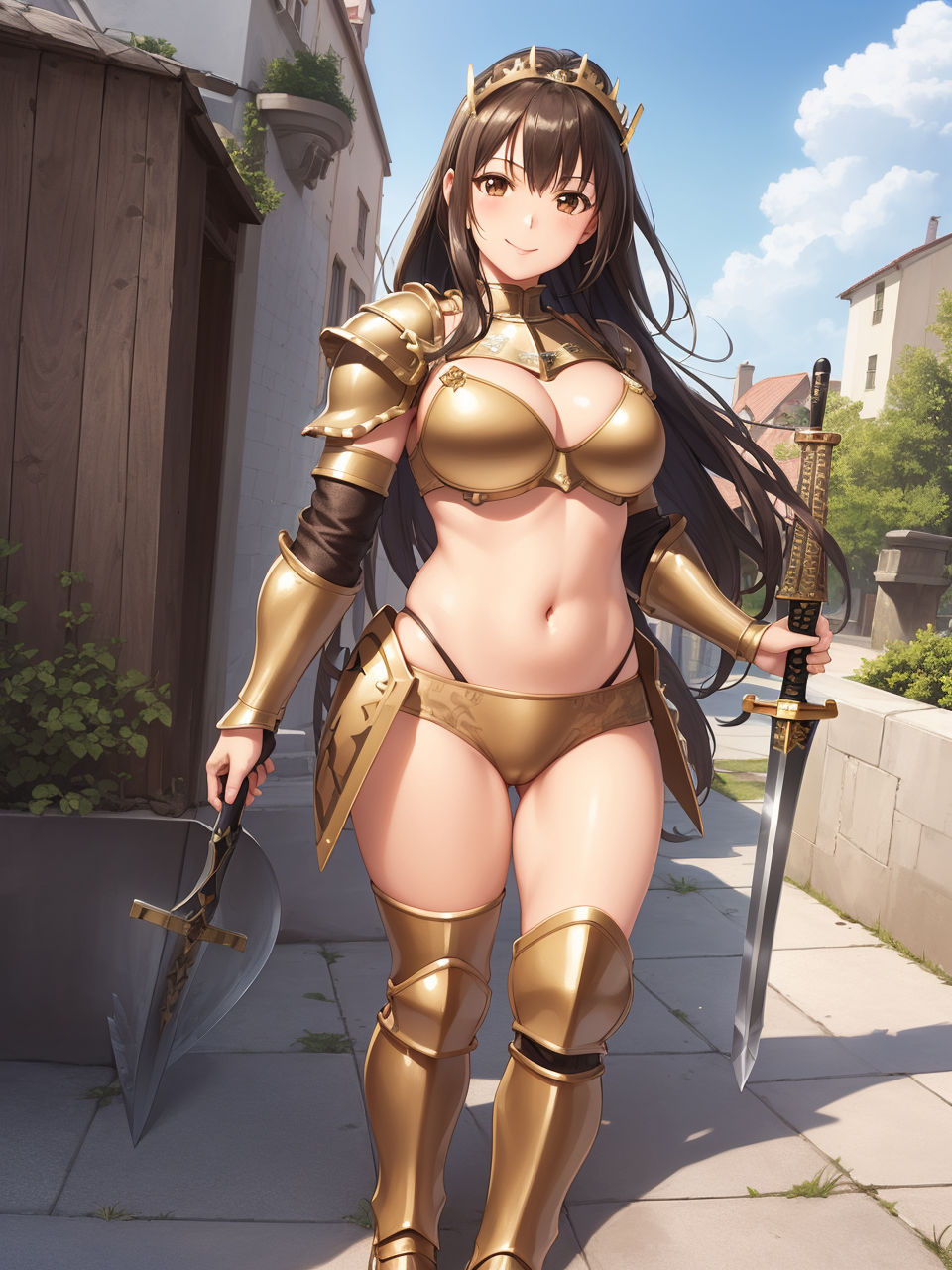 サンプル画像4:ビキニアーマーをまとった美少女〜AIイラスト集〜(くりきんとん) [d_331544]