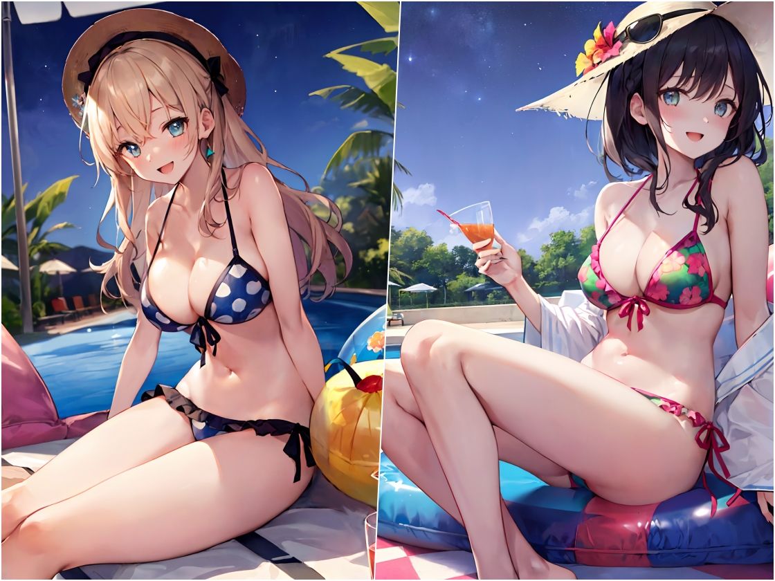 サンプル画像1:水着のお姉さん、ナイトプールで(サマどこCraft) [d_331669]