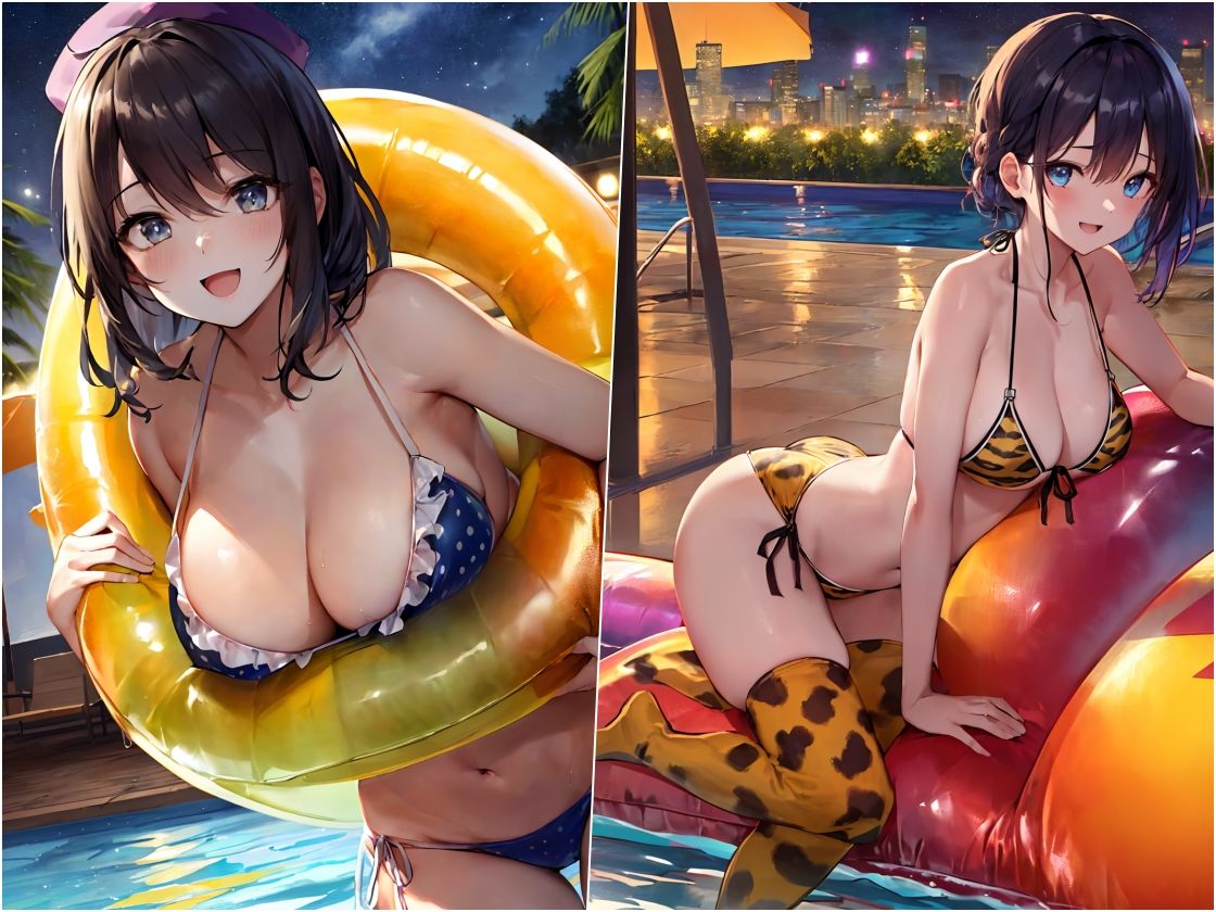 サンプル画像2:水着のお姉さん、ナイトプールで(サマどこCraft) [d_331669]