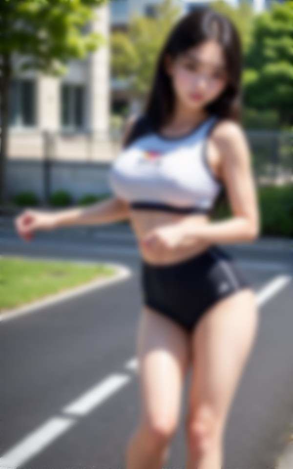 サンプル画像4:爆乳陸上選手 乳首ポチッノーブラランナー 滴る汗と揺れる爆乳(200円出版) [d_331812]