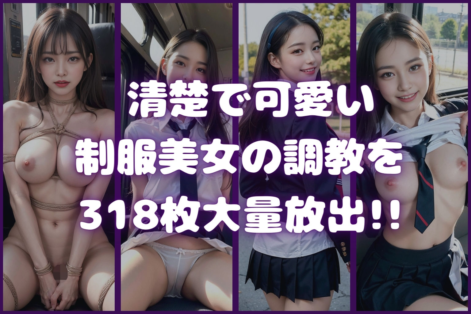 サンプル画像1:制服美女の野外露出日記(女子○生AI画像) [d_331826]