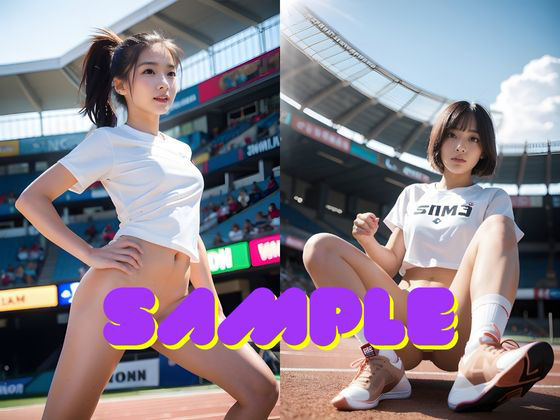 サンプル画像1:AI美女グラビア写真集 陸上選手はパンツを履かない？丸ごとノーパン 女だらけの陸上大会(AI美女研究会) [d_331870]