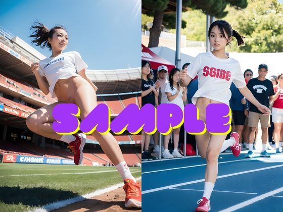 サンプル画像5:AI美女グラビア写真集 陸上選手はパンツを履かない？丸ごとノーパン 女だらけの陸上大会(AI美女研究会) [d_331870]