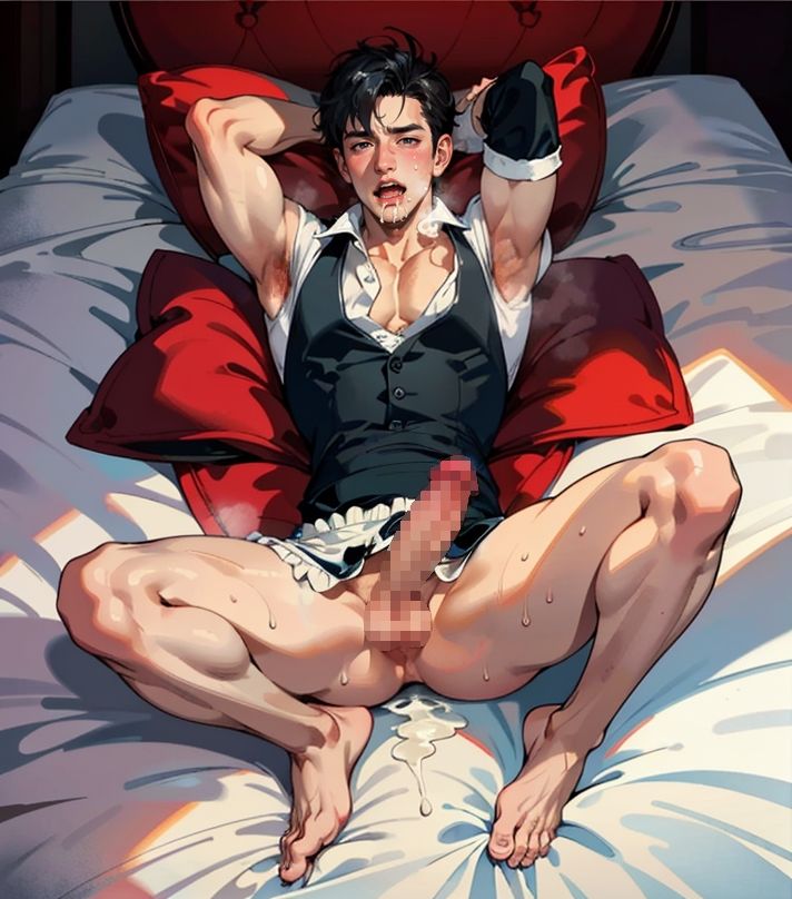 サンプル画像4:メイド服、フリル服男性の下品ポーズ集(トャマ) [d_331924]