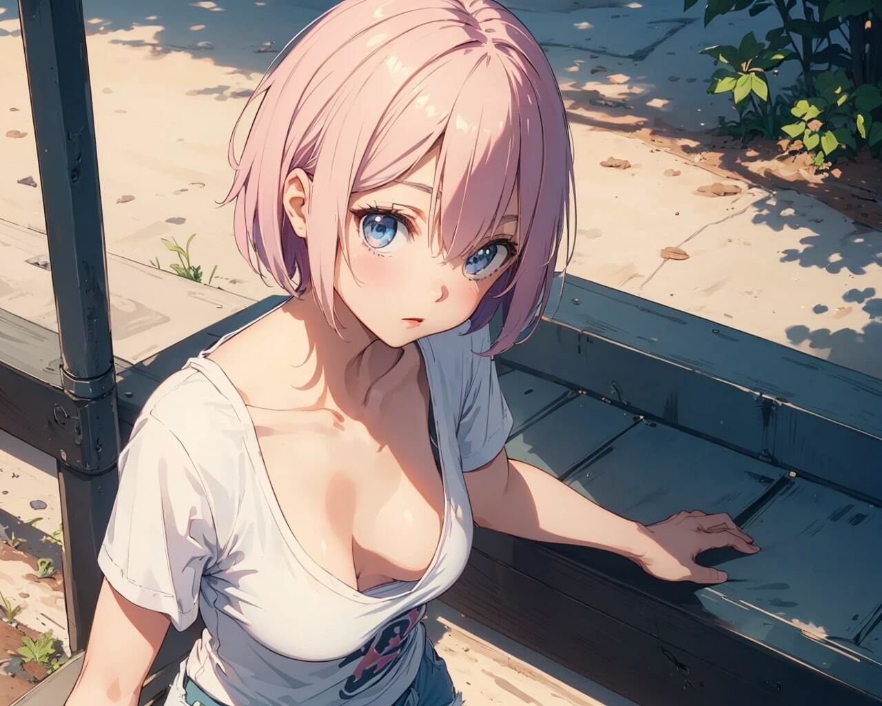 サンプル画像2:胸チラ(うさぎ温泉) [d_331926]