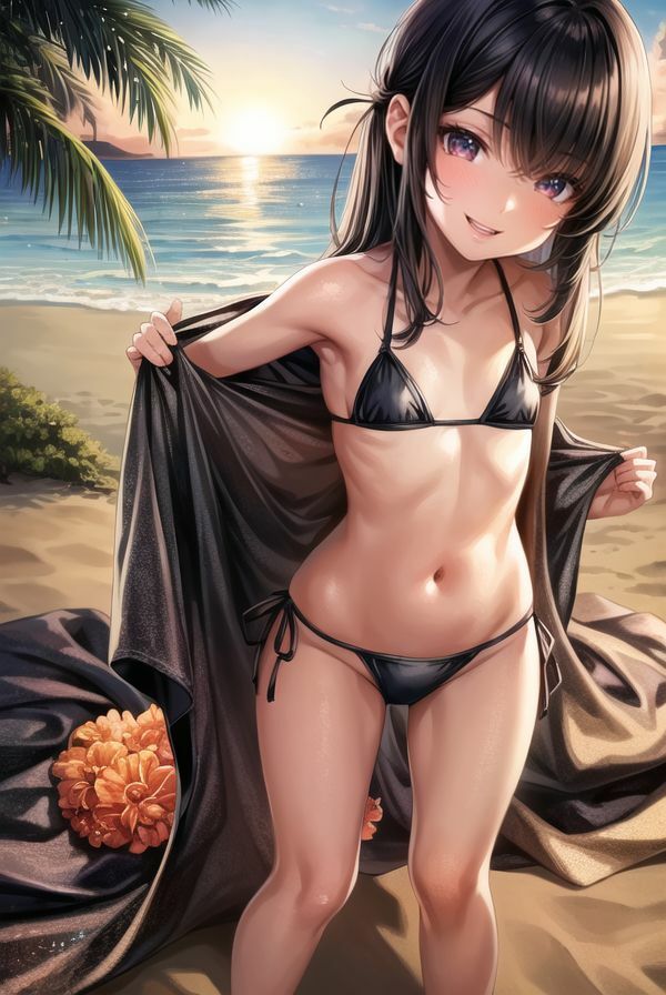 サンプル画像4:初体験！南国ビーチでビキニ撮影会(二次元の華道) [d_332252]