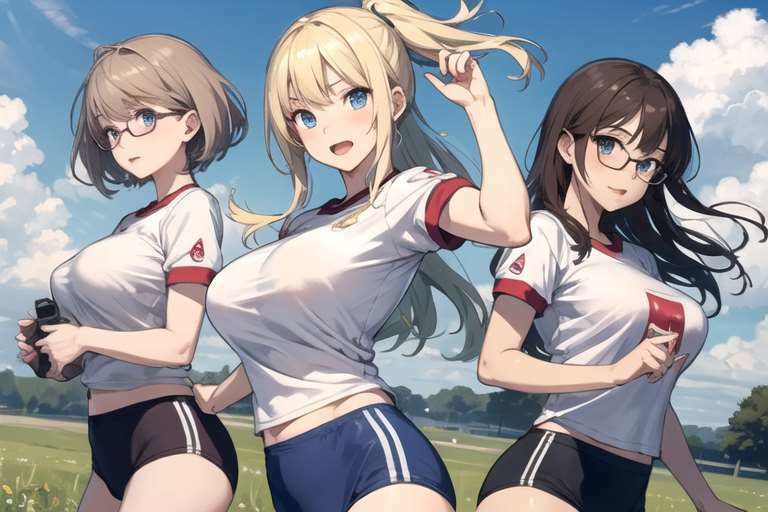 サンプル画像1:【微エロ】ブルマ×美女を集めたCG集（175枚）【ソロ・下乳・巨乳・ハーレム・ローアングル・学生・人妻・眼鏡・赤面など】(満点星) [d_332285]