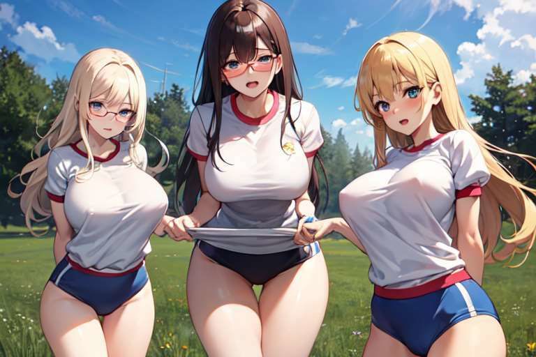 サンプル画像3:【微エロ】ブルマ×美女を集めたCG集（175枚）【ソロ・下乳・巨乳・ハーレム・ローアングル・学生・人妻・眼鏡・赤面など】(満点星) [d_332285]