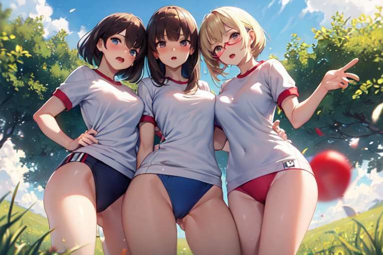 サンプル画像4:【微エロ】ブルマ×美女を集めたCG集（175枚）【ソロ・下乳・巨乳・ハーレム・ローアングル・学生・人妻・眼鏡・赤面など】(満点星) [d_332285]