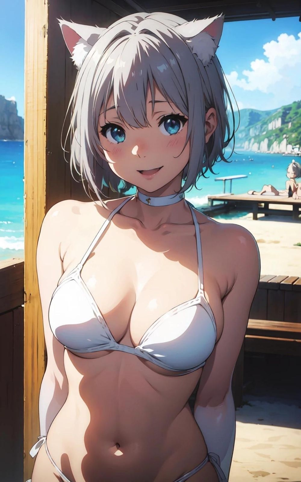 サンプル画像2:【AI×美少女】銀髪猫娘 中出し絵日記(画像生成マン) [d_332350]