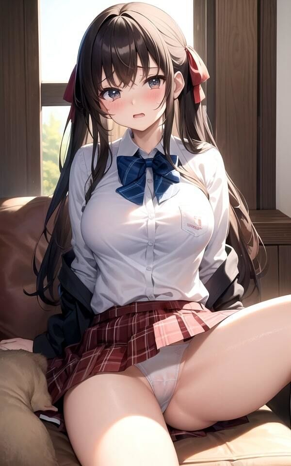 サンプル画像3:恥じらいながらおパンツを見せるJKちゃん(セクシーAI) [d_332418]