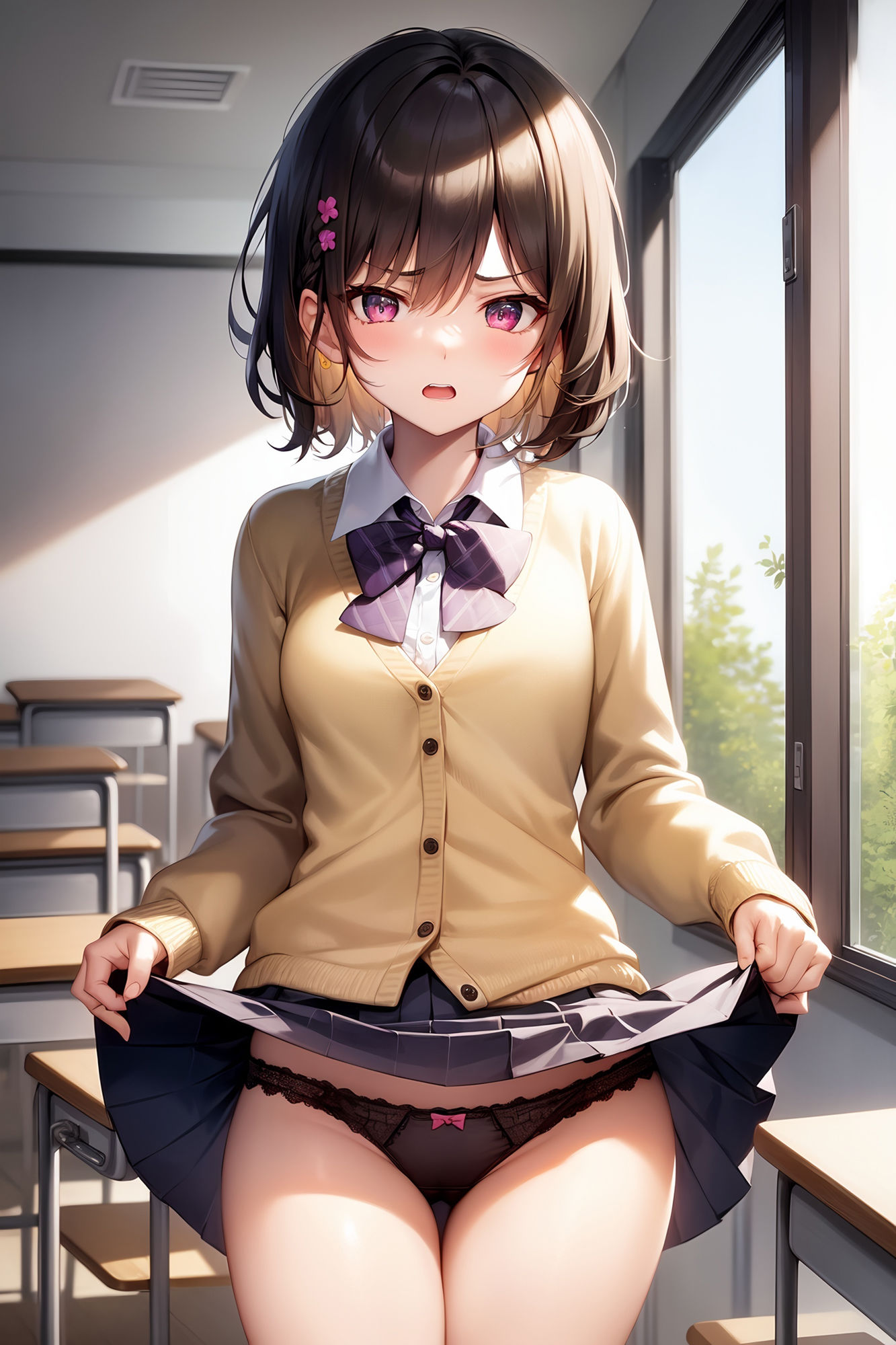 サンプル画像1:380枚 嫌な顔しながらおパンツ見せてくれる制服JKコス(事務びーむ) [d_332631]