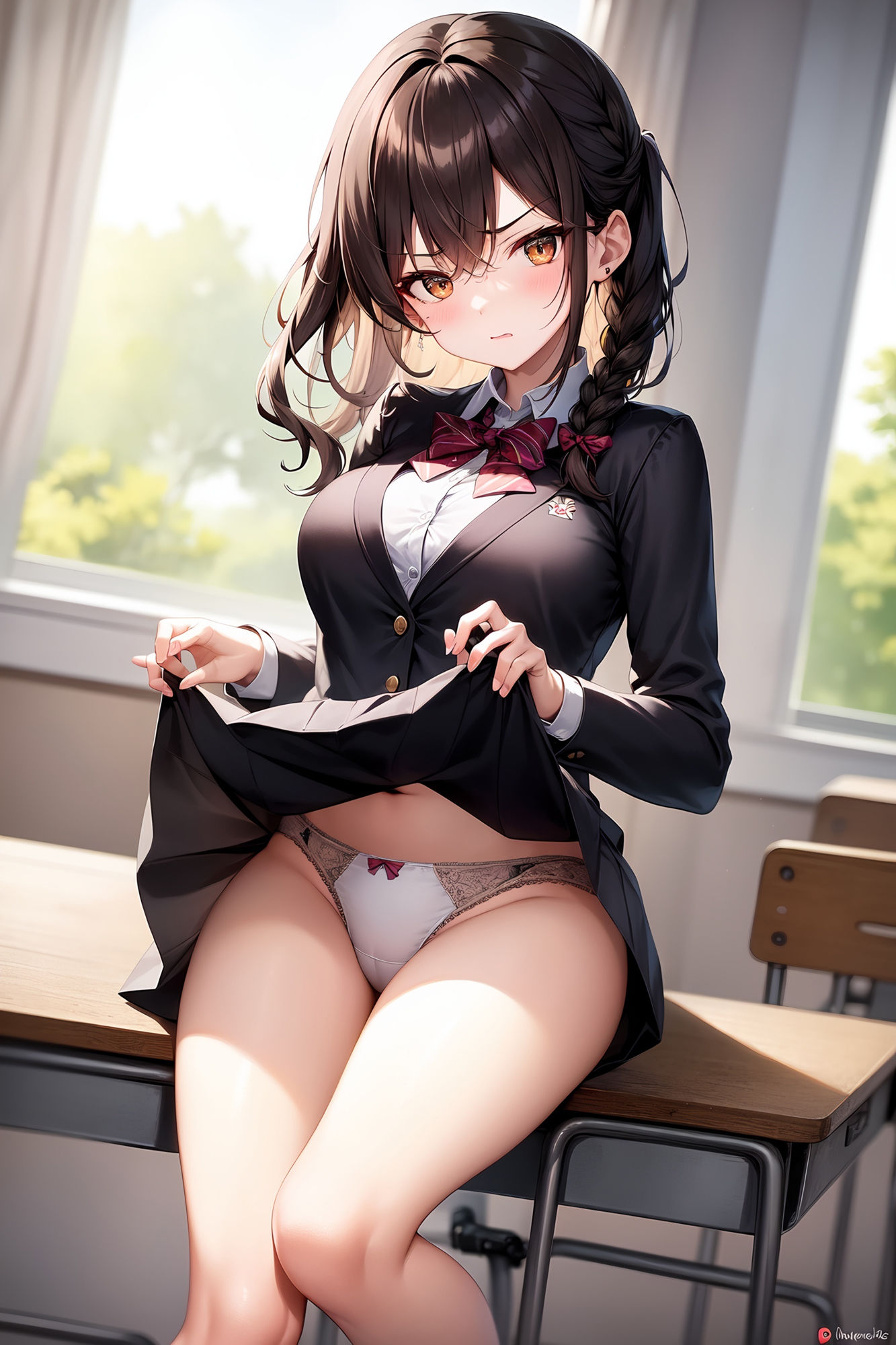 サンプル画像2:380枚 嫌な顔しながらおパンツ見せてくれる制服JKコス(事務びーむ) [d_332631]