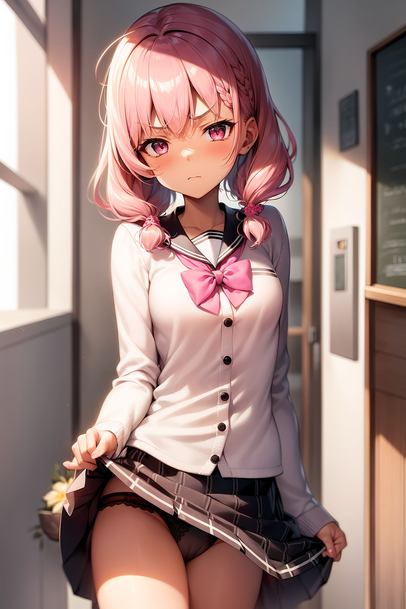 サンプル画像4:380枚 嫌な顔しながらおパンツ見せてくれる制服JKコス(事務びーむ) [d_332631]