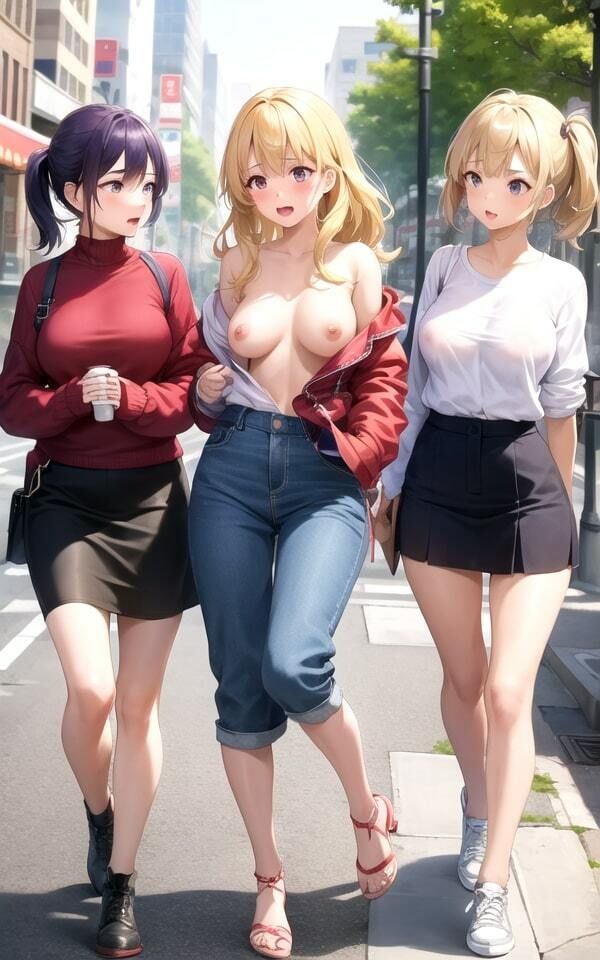 サンプル画像4:エロすぎる街中露出美女集団(AI アイドル) [d_332772]