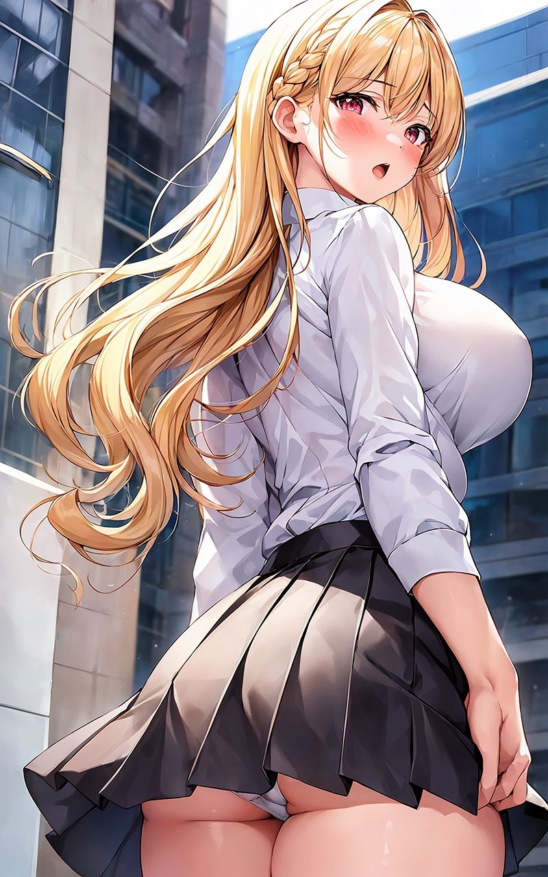 サンプル画像2:かわいい制服女子の後ろ姿 AIイラスト集(あいな) [d_332834]