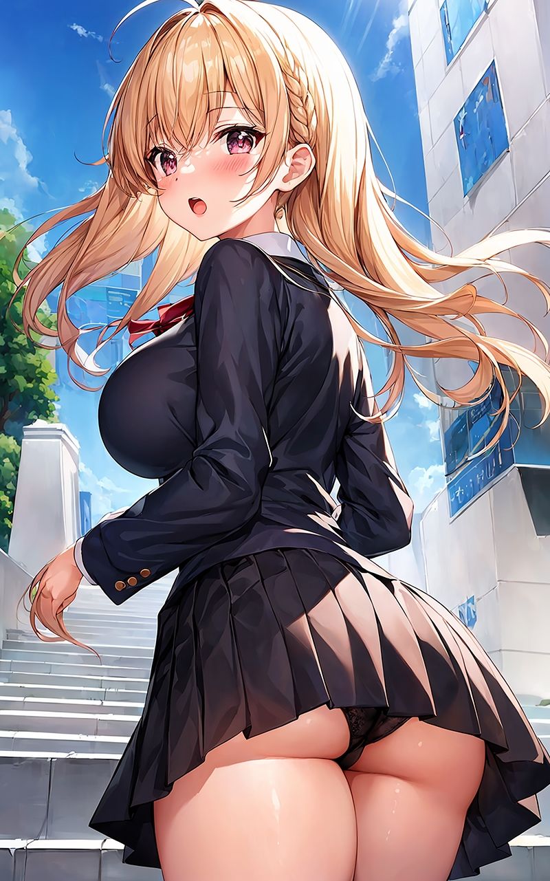 サンプル画像3:かわいい制服女子の後ろ姿 AIイラスト集(あいな) [d_332834]