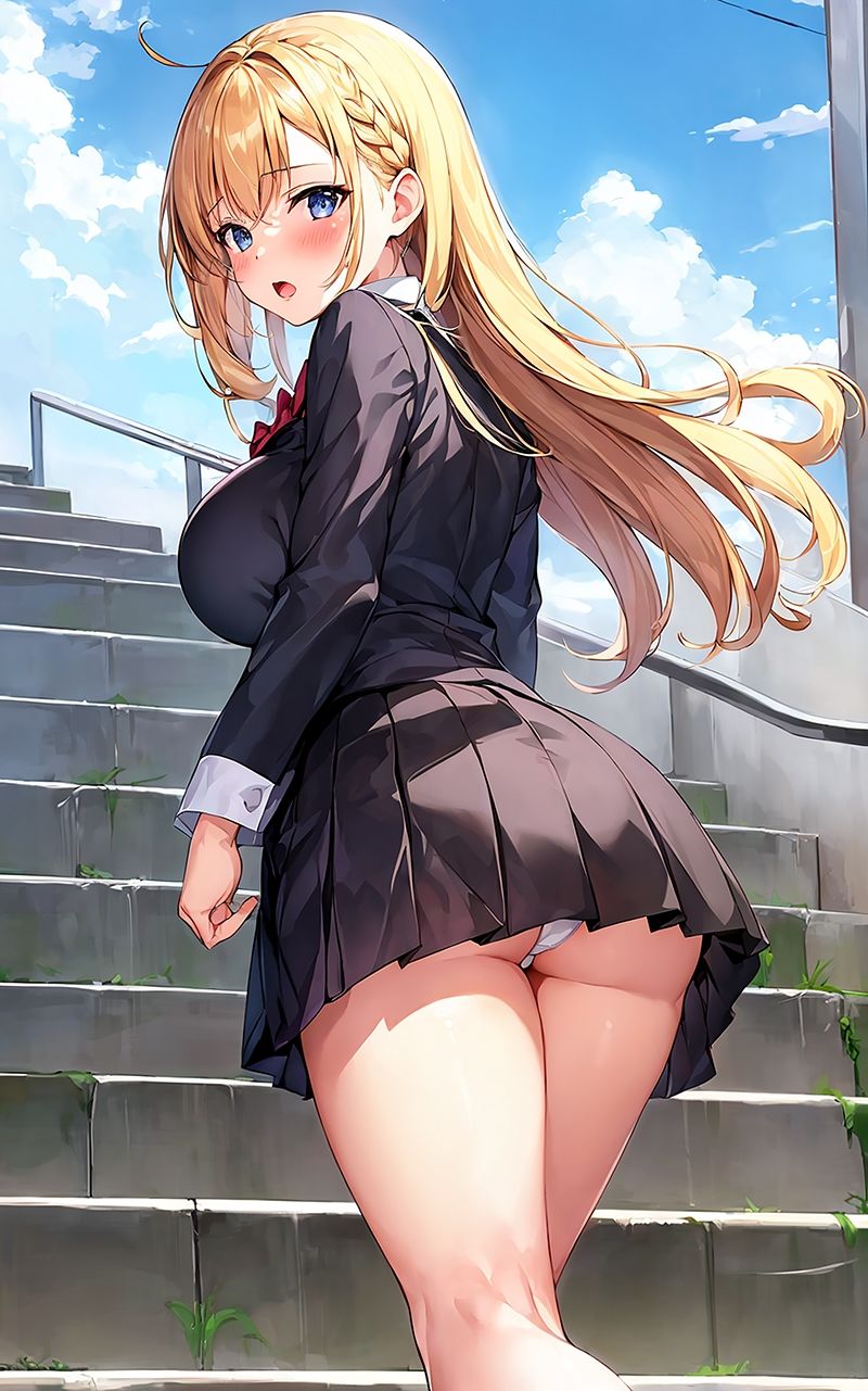 サンプル画像5:かわいい制服女子の後ろ姿 AIイラスト集(あいな) [d_332834]