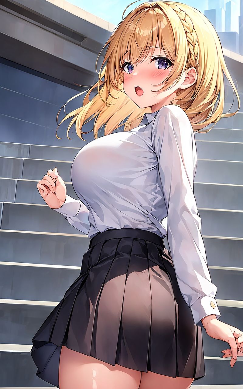 サンプル画像6:かわいい制服女子の後ろ姿 AIイラスト集(あいな) [d_332834]