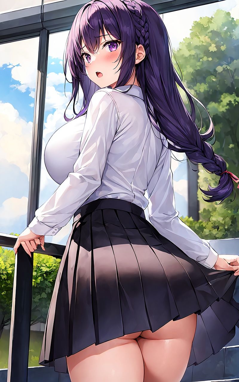 サンプル画像1:かわいい制服女子の後ろ姿2 AIイラスト集(あいな) [d_332843]