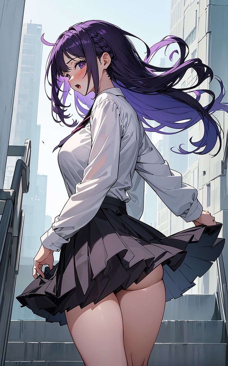 サンプル画像2:かわいい制服女子の後ろ姿2 AIイラスト集(あいな) [d_332843]