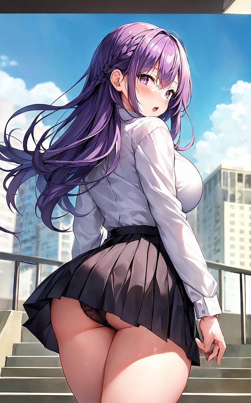 サンプル画像3:かわいい制服女子の後ろ姿2 AIイラスト集(あいな) [d_332843]