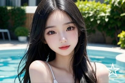 サンプル画像1:AI彼女〜S級モデル写真集《沖縄リゾートホテル！プールサイド編》(AI彼女プレミアム) [d_332878]