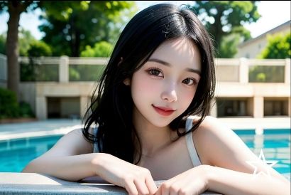 サンプル画像2:AI彼女〜S級モデル写真集《沖縄リゾートホテル！プールサイド編》(AI彼女プレミアム) [d_332878]