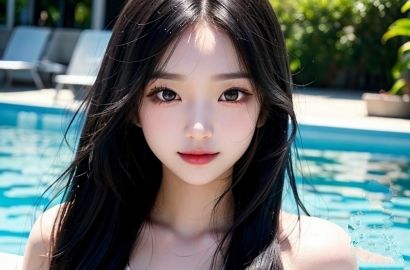 サンプル画像3:AI彼女〜S級モデル写真集《沖縄リゾートホテル！プールサイド編》(AI彼女プレミアム) [d_332878]