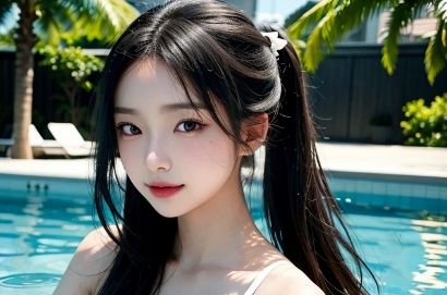 サンプル画像4:AI彼女〜S級モデル写真集《沖縄リゾートホテル！プールサイド編》(AI彼女プレミアム) [d_332878]