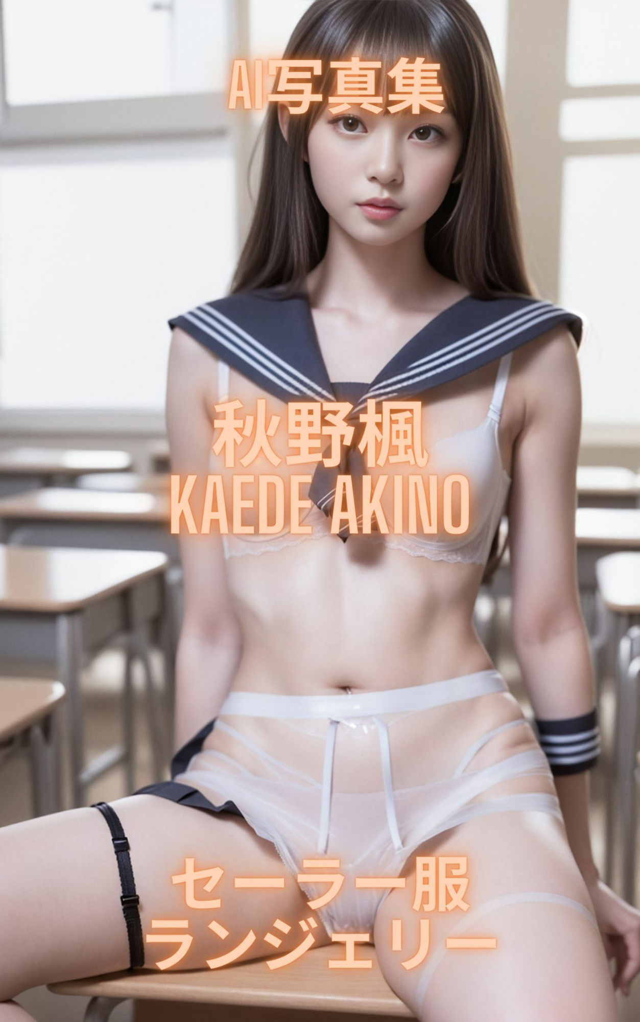 サンプル画像4:AI写真集 秋野楓 Kaede Akino セーラー服ランジェリー(Premium Girls) [d_332880]