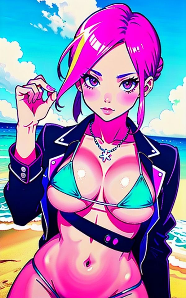 サンプル画像4:ビーチの天使たちキュートな砂浜の妖精(AI美女LABO.2) [d_333073]