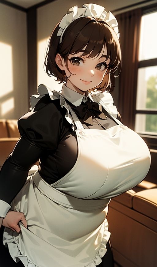 サンプル画像1:デカ乳むちメイドさんから目が離せなくて困ってます。(ムチムチ堂本舗) [d_333284]