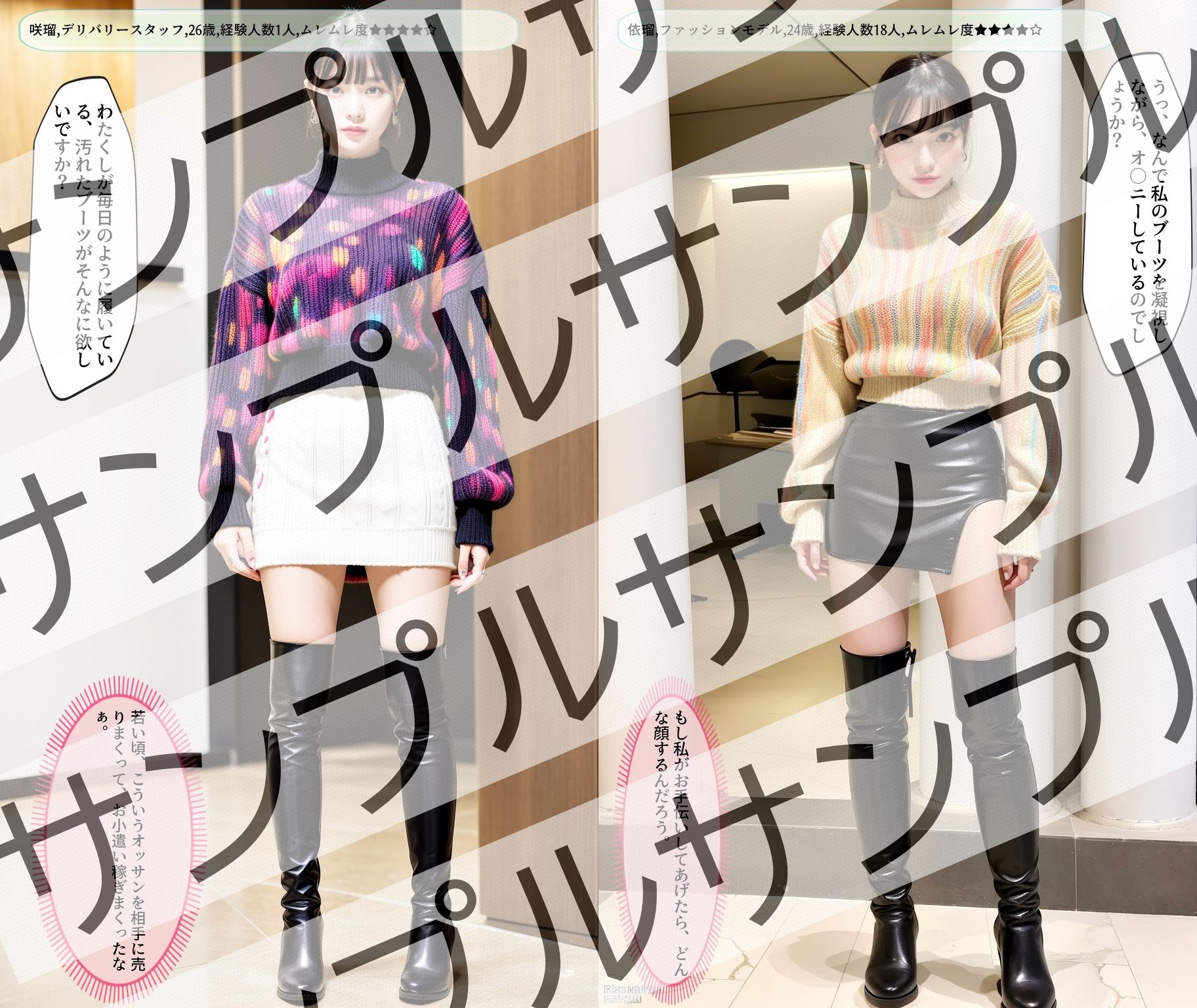 サンプル画像3:真面目な女性のミニスカニーハイブーツ – Serious Women’s Mini Skirt High Boots(あらぶるま) [d_333438]