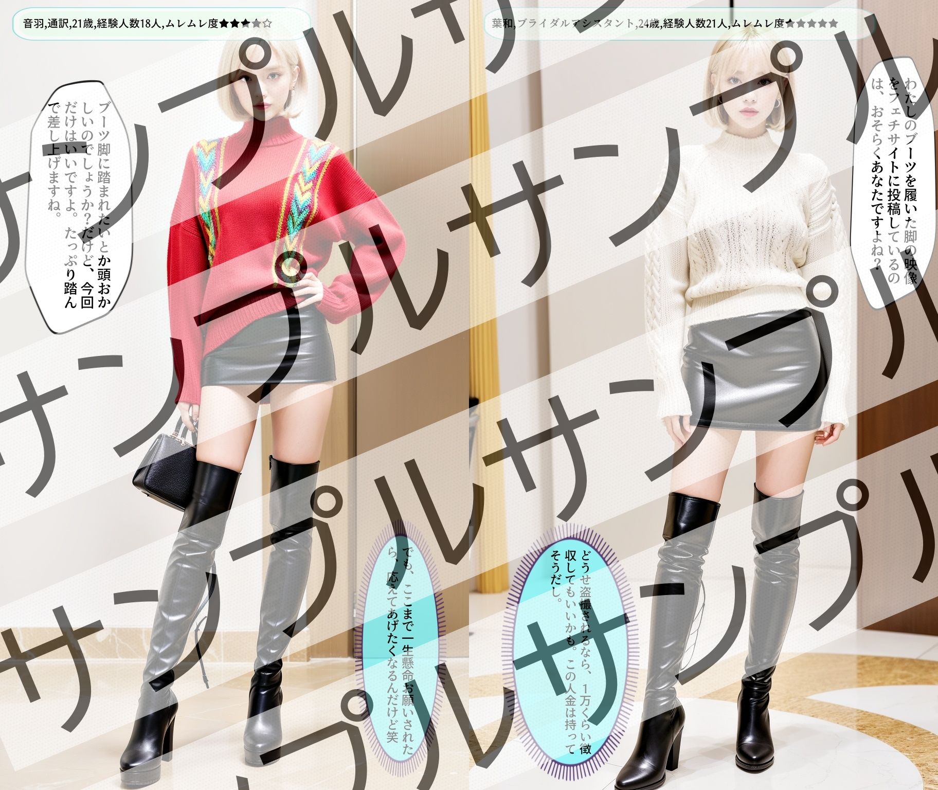 サンプル画像4:真面目な女性のミニスカニーハイブーツ – Serious Women’s Mini Skirt High Boots(あらぶるま) [d_333438]