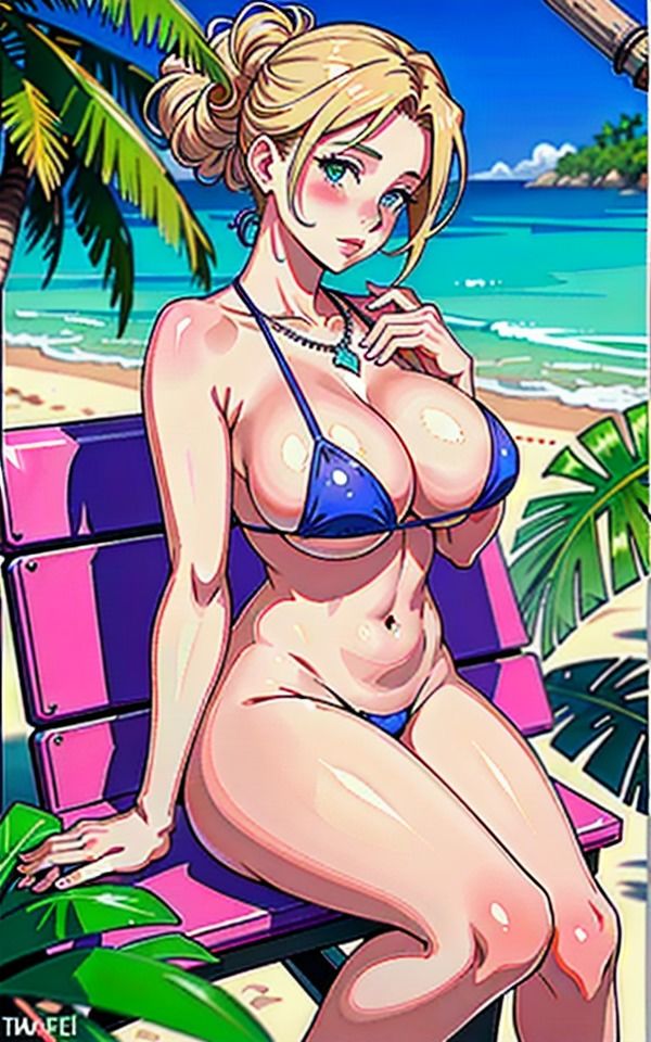 サンプル画像2:サマーグロウ:ビーチの美女たち(AI美女LABO.1) [d_333474]