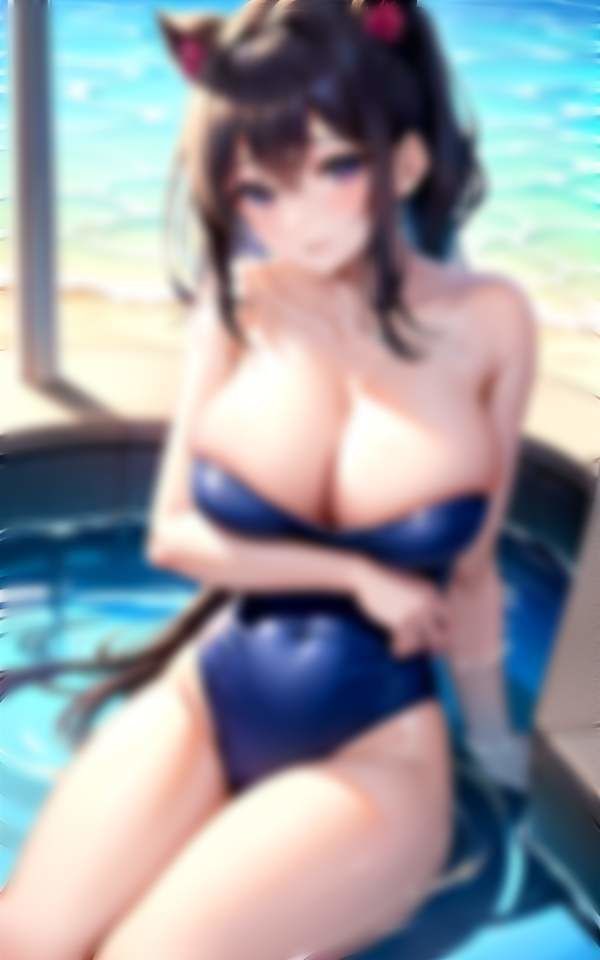 サンプル画像2:水泳部の先輩と練習後2人きり スク水から溢れ出る超乳を揉み倒す(妄想club) [d_333611]