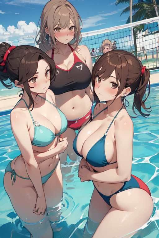 サンプル画像1:【微エロ】ドキドキ！ビキニで真夏のビーチバレー大会！(満点星) [d_333753]