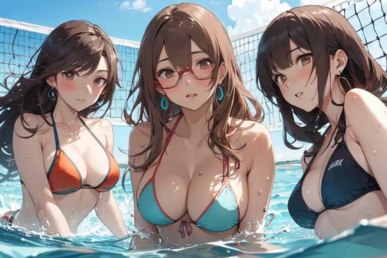 サンプル画像4:【微エロ】ドキドキ！ビキニで真夏のビーチバレー大会！(満点星) [d_333753]