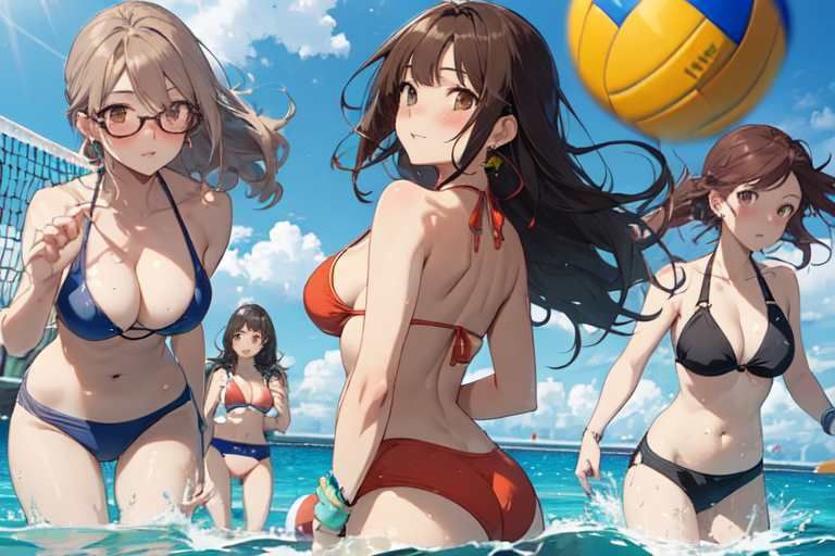 サンプル画像5:【微エロ】ドキドキ！ビキニで真夏のビーチバレー大会！(満点星) [d_333753]